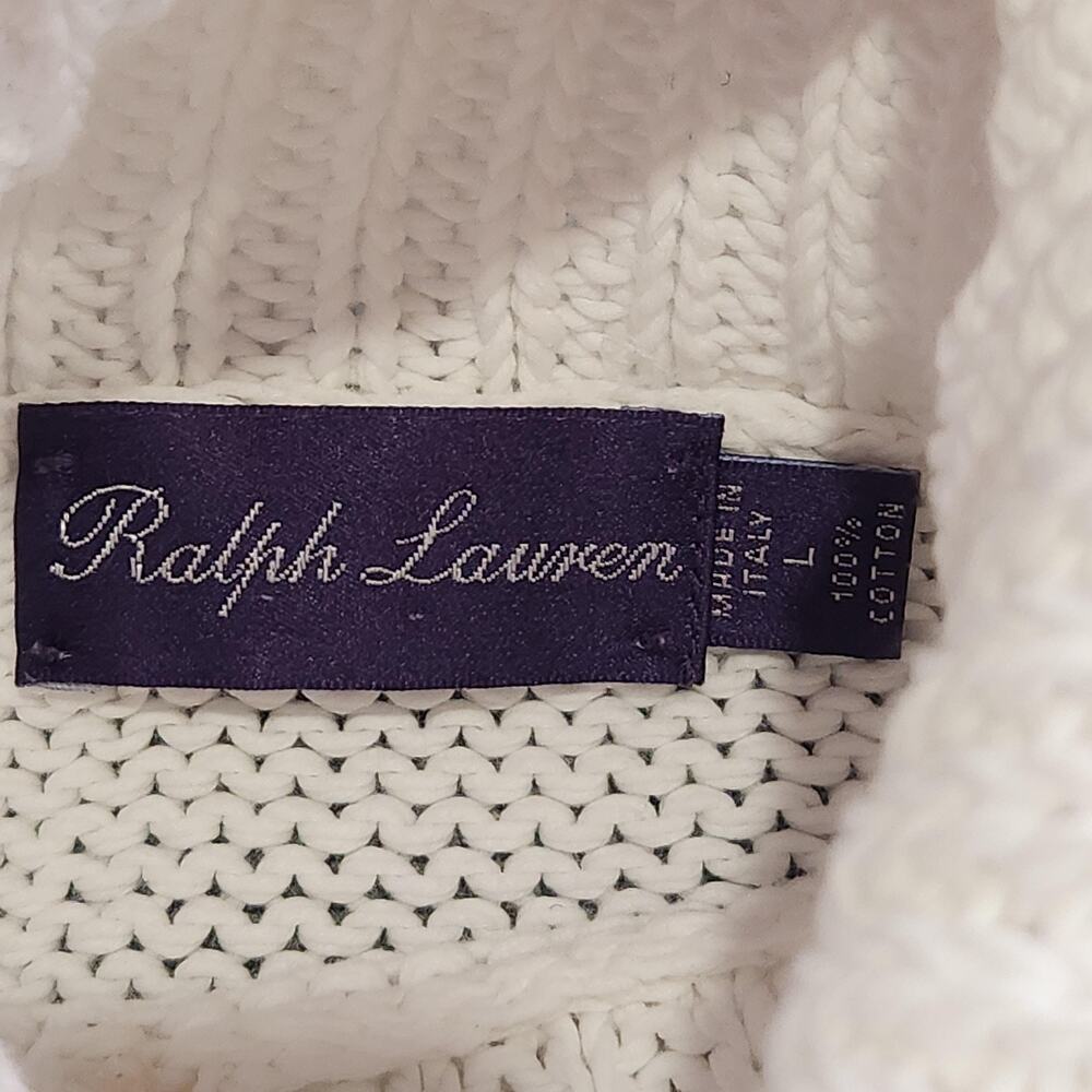 Ralph Lauren Purple Label Sweater Womens L Large White Turtleneck Pullover Knit - Picture 6 of 15